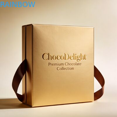 Özel baskı Altın folyo damgalanmış düğün hediye kutusu şeker ve çikolata için açık pencereli