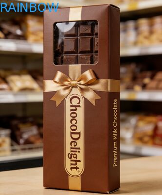 Özel baskı Altın folyo damgalanmış düğün hediye kutusu şeker ve çikolata için açık pencereli