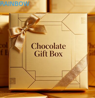 Özel baskı Altın folyo damgalanmış düğün hediye kutusu şeker ve çikolata için açık pencereli