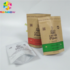 Fermuarlı Gıda Depolama Kağıt Torba Torbalı Özel Baskılı Ambalaj Kahverengi Kraft Kağıt Torbalar
