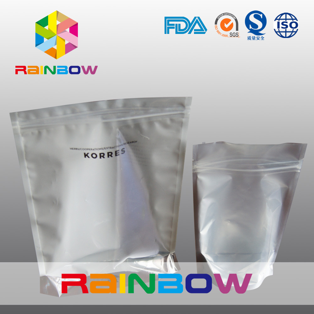 Özel Fermuar ile Parlak Simli Folyo Kılıfı Ambalaj Lamine