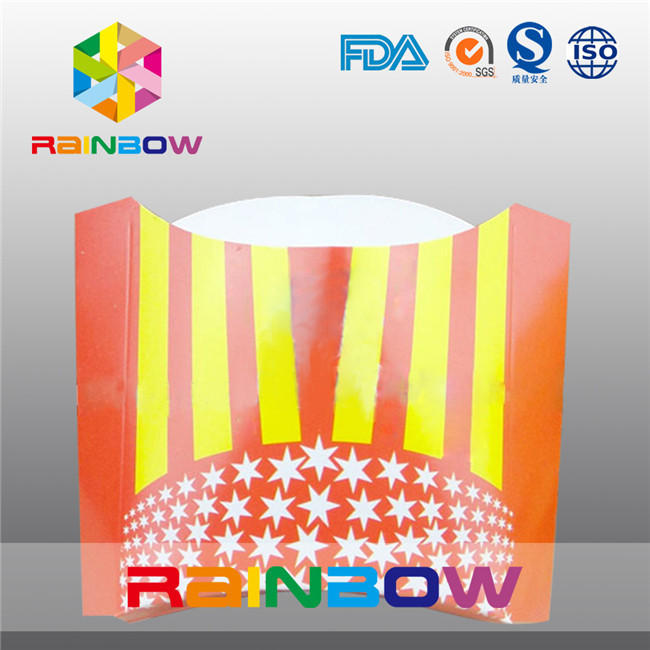 Patates Kızartması Ambalaj Kutusu için Tek Kullanımlık Katlanır Kağıt Ambalaj Kutusu