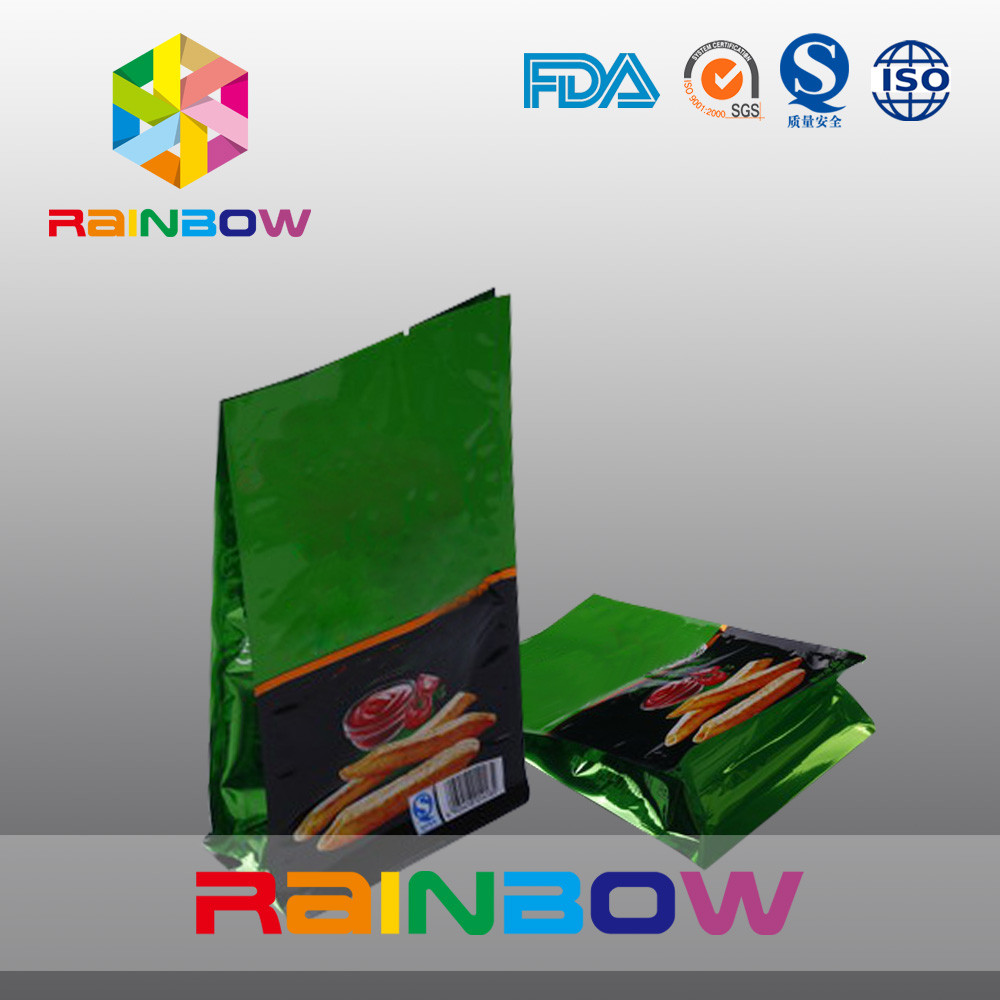 Plastik Shining Finish Düz Tabanlı Stand Up Cips Paketleme Çantası, Tırtıklı Çentikli