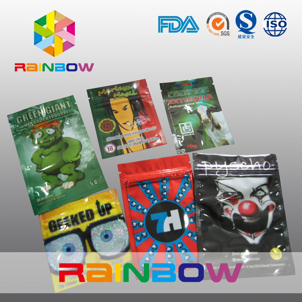 Üç Taraflı Mühür Bitkisel Tütsü Ambalajı / Baharat Potpourri Fermuarlı Çanta