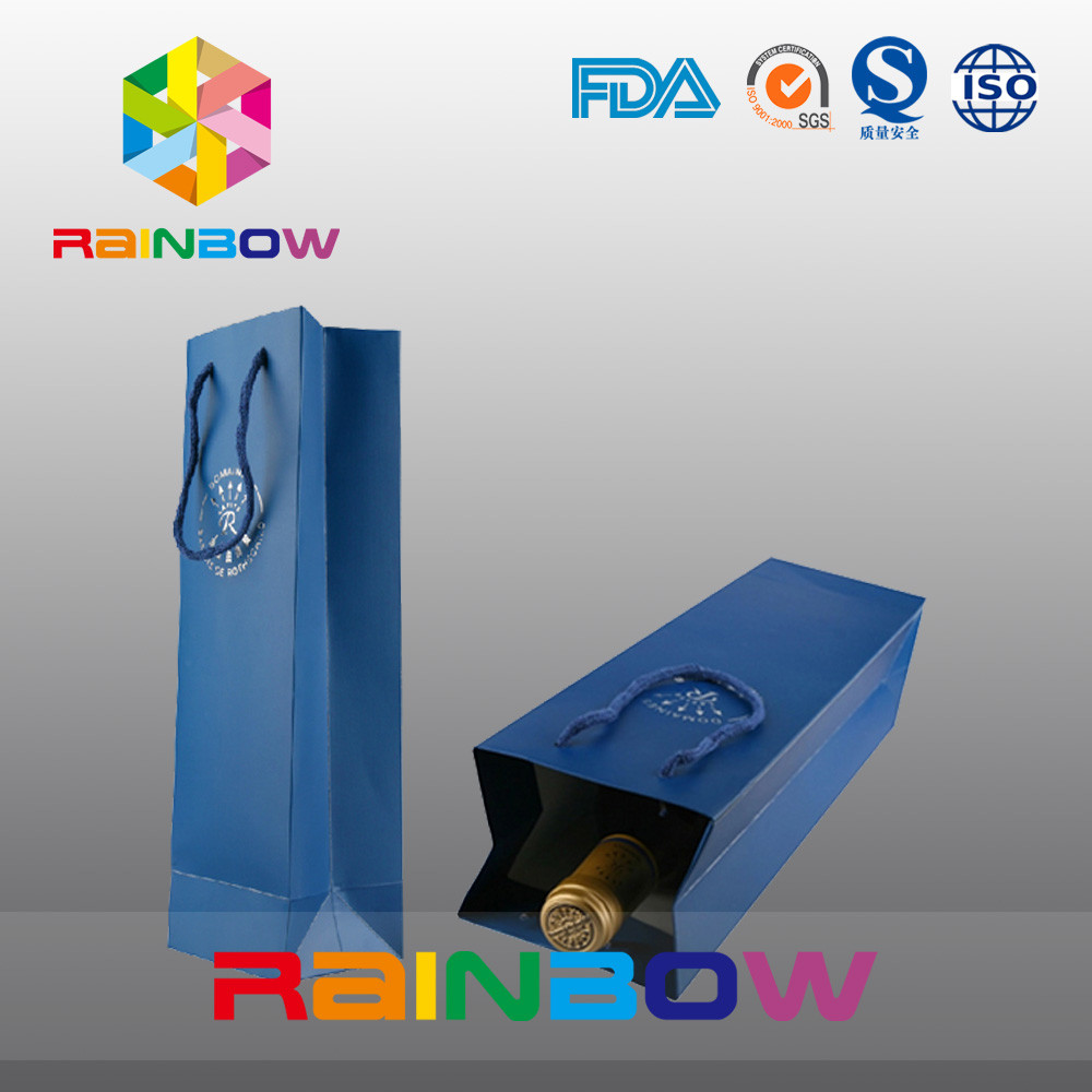 Şarap Şişesi Özelleştirilmiş Kağıt Torbalar / Logo Baskı ile Özel Baskılı Kraft Kağıt Torba