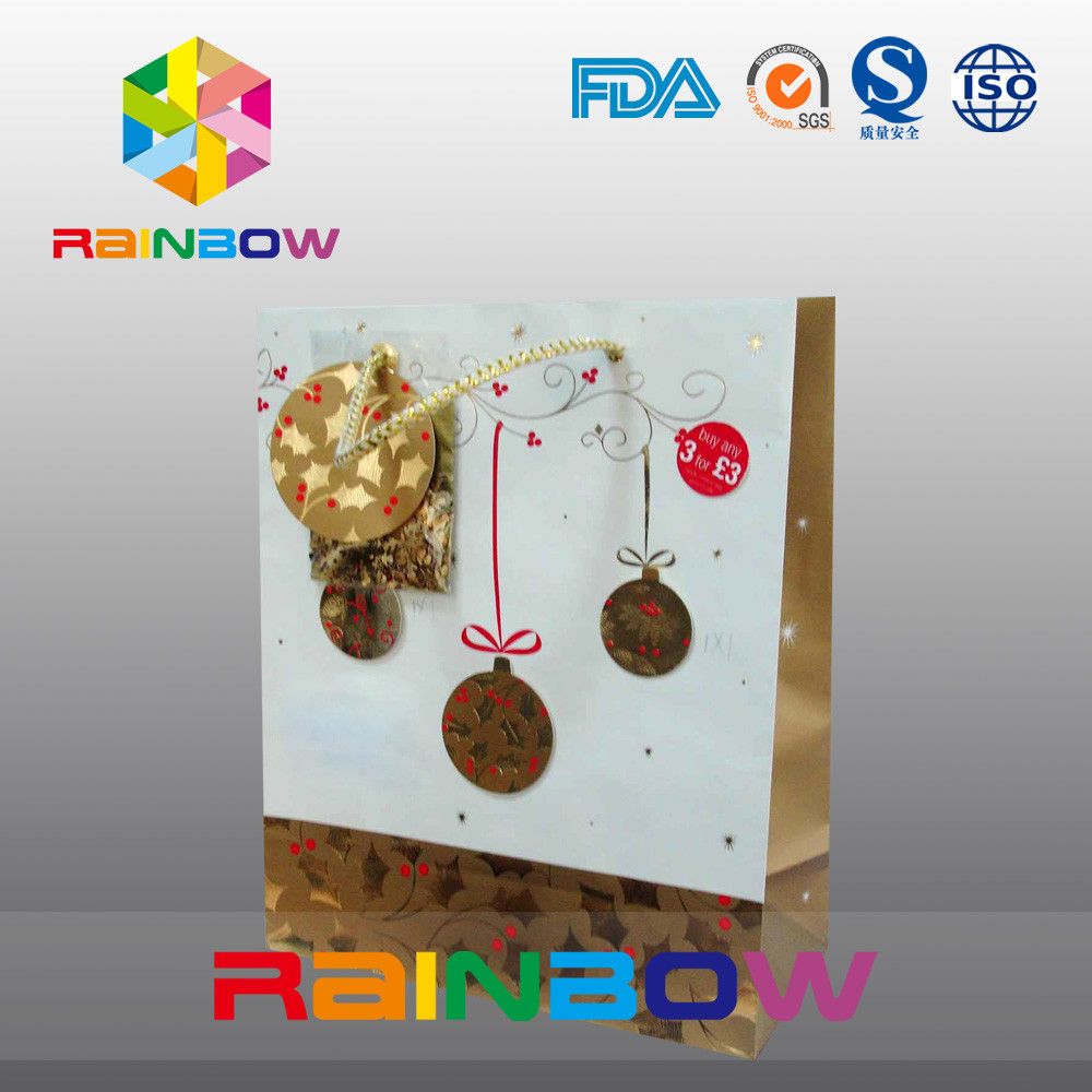 Hediye İçin İpli Lüks Baskılı Düz ​​Tabanlı Özelleştirilmiş Kağıt Torba