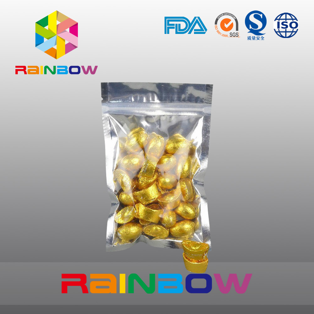 100g Snack Çanta Paketleme Ön Transprent Geri Folyo Fermuarlı