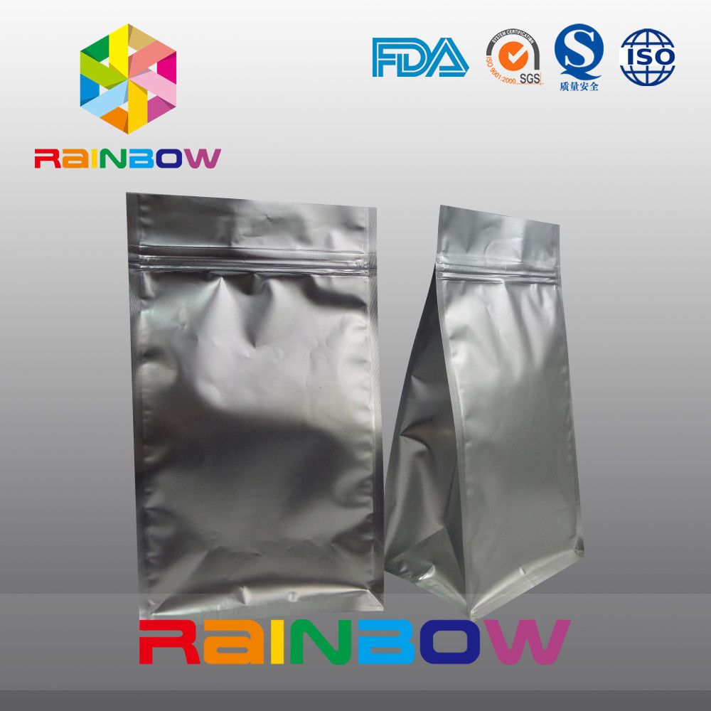 Mat siyah 8 yan mühür kahve paketleme alt köşebent çanta kilitli