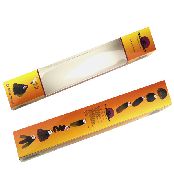 Saç uzatma kağıt kutusu açık pencereli ambalaj, saç uzatma kağıt kutusu