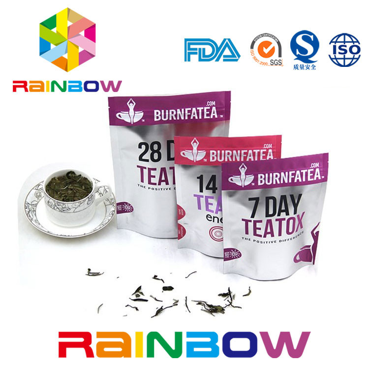 Biyobozunur Stand Up Çay Kese Mylar Kilitli Lamine Çay Paketleme Çantası