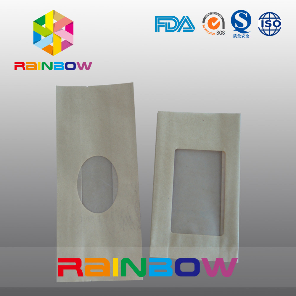 Şeffaf Pencere ile Şeker / Kuru Gıda Sınıfı Ambalaj için köşebent Kraft Kağıt Torba