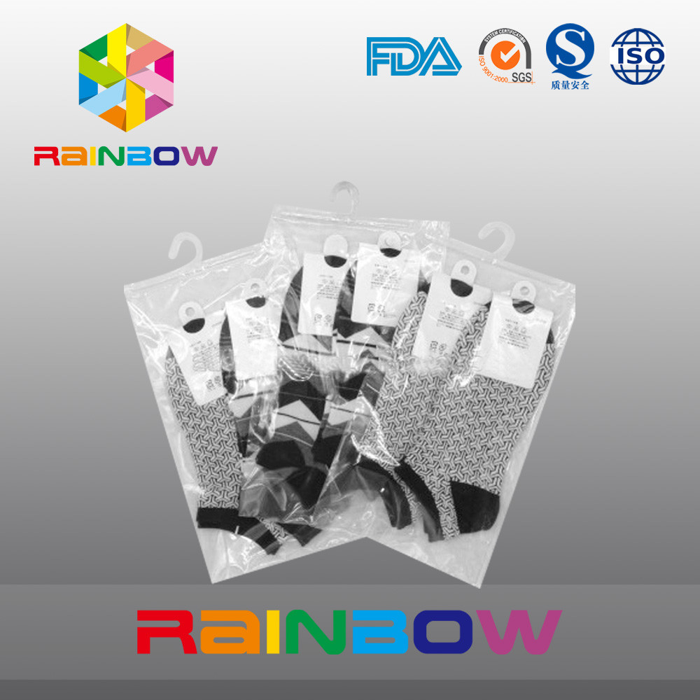 Logo Baskı Temizle Plastik Kilitli Torba / Asılı Fermuarlı Kanca Çanta özelleştirme