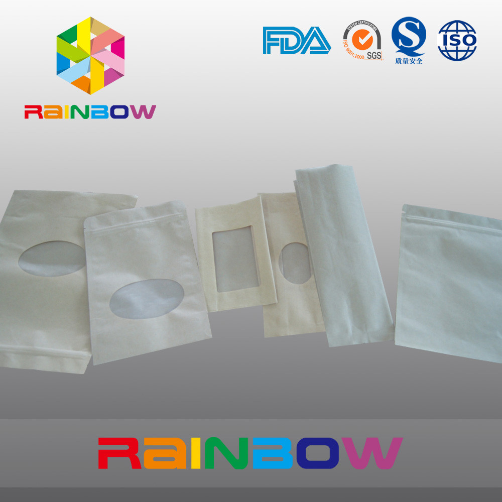 Kahverengi Kraft Kağıt Torba Fermuarlı Paketleme Çantası Stand Up, Kilitli Çanta / Şekerleme / Yiyecekler