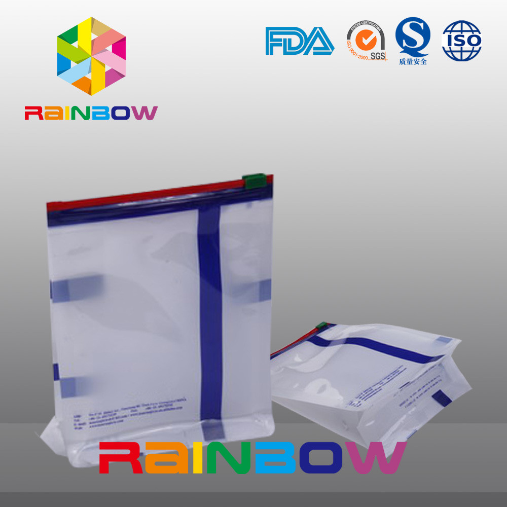 Gıda Ambalaj için Slide Kilitli Özel Boyut Beyaz Qual Seal Düz Tabanlı Dirsek Kılıfı