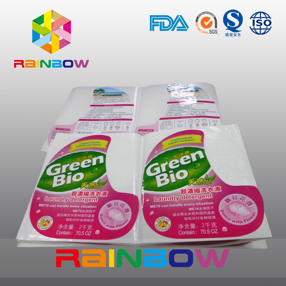 Su geçirmez Plastik Şişe Etiket Kendinden Yapışkanlı Sıvı Deterjan Şişeleri İçin Kol Etiketlerini Küçültmek