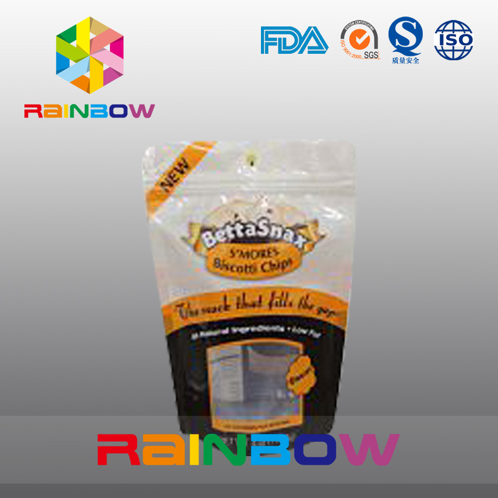 Şeker / Snack Food İçin Kelebek Asma Deliği ile Stand Up Kilitli Şeffaf Plastik Torbalar Ambalajı