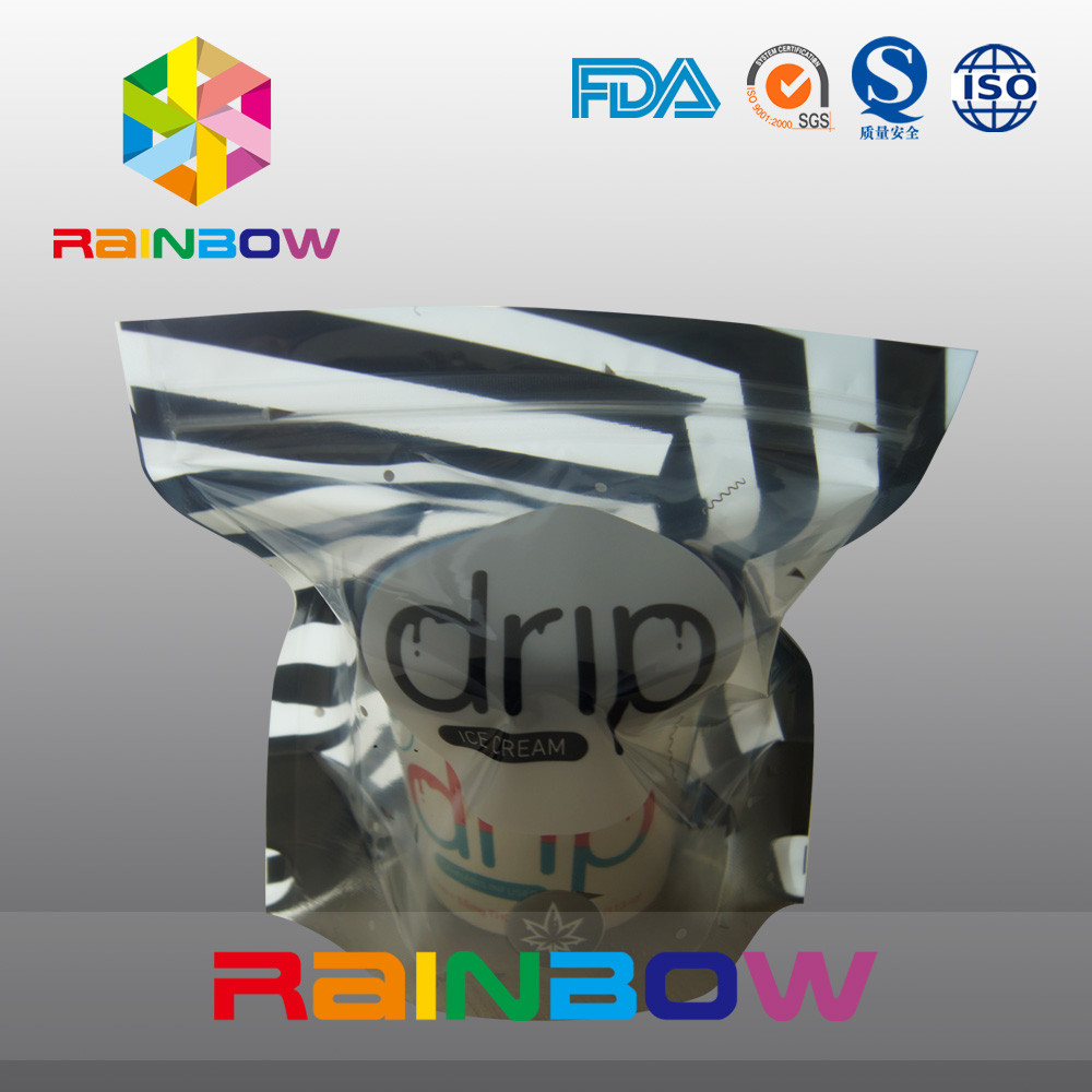 Şeffaf Pencere Ve Fermuar ile Parlak Dondurma Plastik Torbalar Ambalaj Stand Up