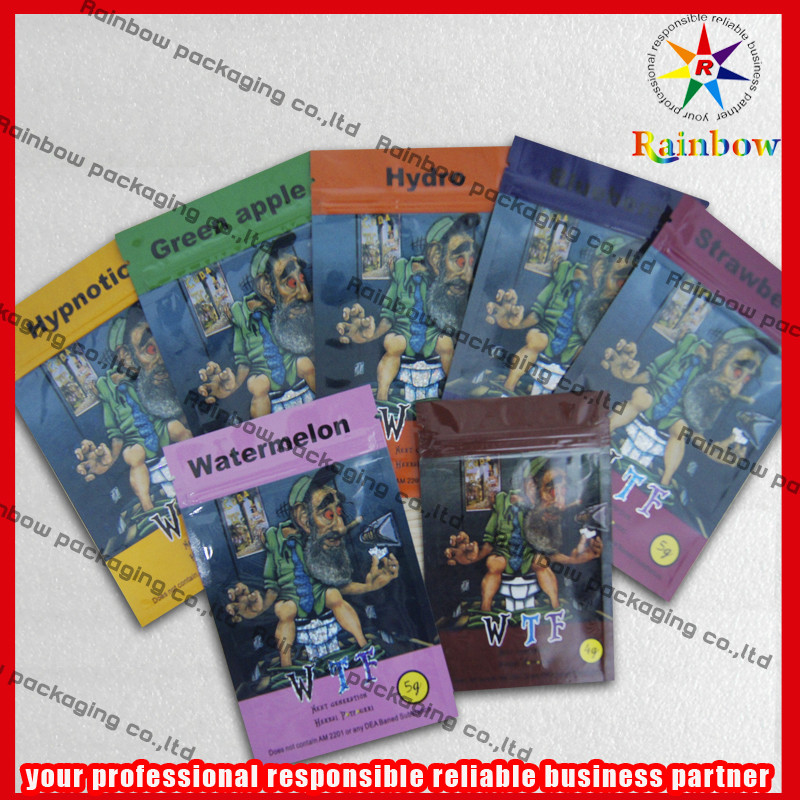 Canlı Baskı Bitkisel Tütsü Torbalar ， Alüminyum Folyo Çanta