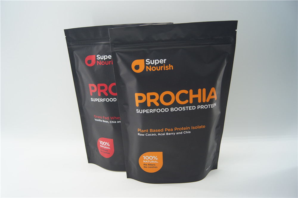 Özelleştirilmiş 500g Alt Kıskaçlı Çanta, Protein Folyosu Stand Up Kilitli Kılıfı