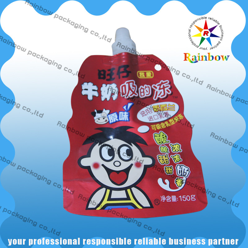 Süt için Biyobozunur Plastik Stand Up Emzik Kese Ambalaj