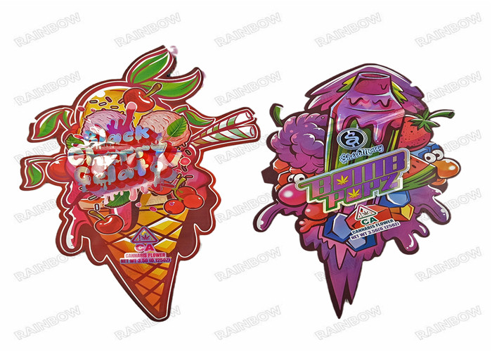 Düzensiz Kalıp Kesim Metalik 3.5g Yüksek Kaliteli Düzensiz Şekil Plastik Fermuar Mylar Gıda Ambalajı