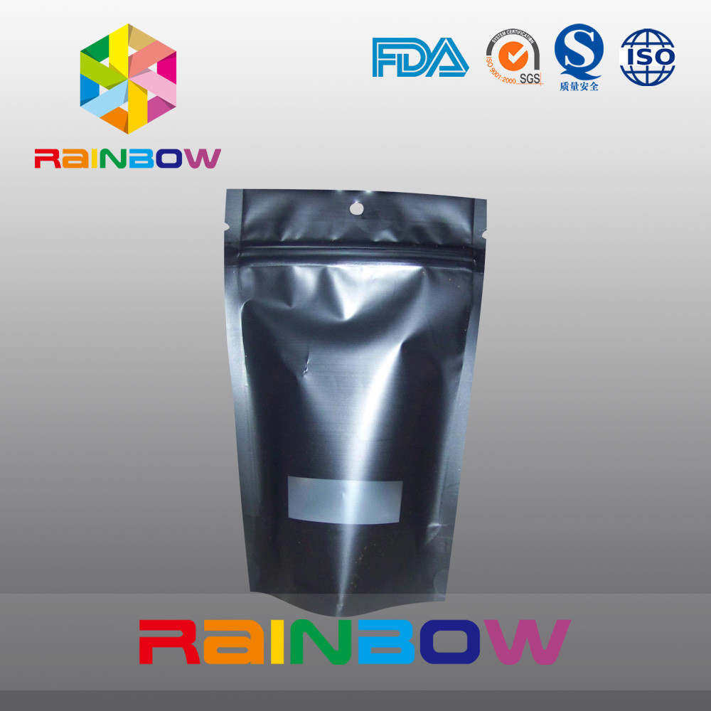 Kullanımlık Mat Siyah Doypack Kilitli Kahve Torbası Gravür Baskı Nem Geçirmez