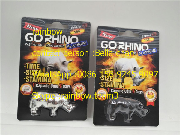 Rhino King ABD Seks Hapları Paketleme / Go Rhino Hap Kasesi / Rhino 7 Plastik 3D Kart