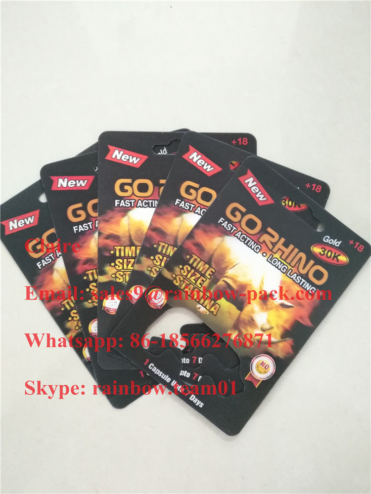 Toptan ABD gergedan hap ambalaj blister Gitmek için 3D kart Gergedan kapsül konteyner / kurşun / şişe