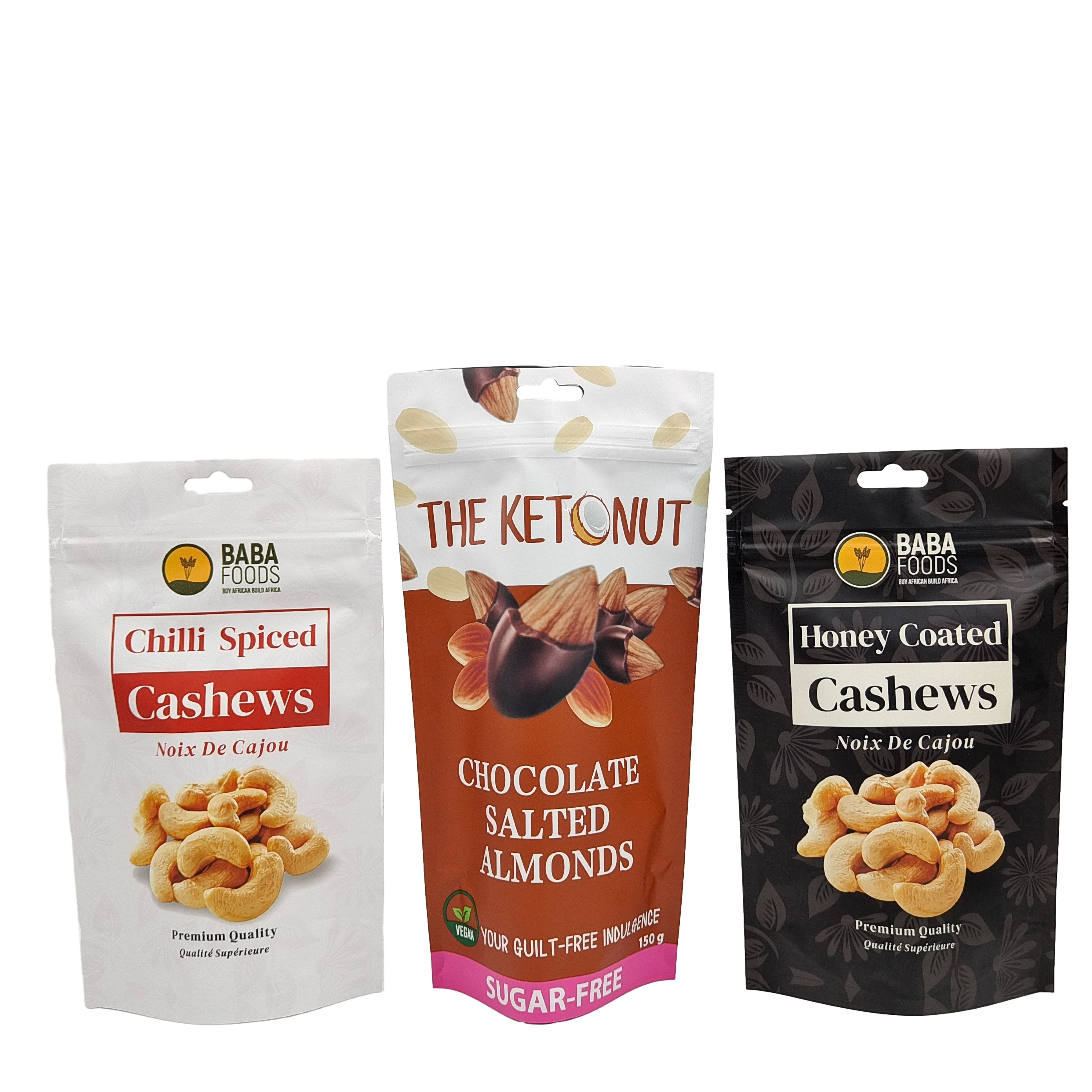 Custom Stand Up Zipper Cashew Fındık Çikolata Gıda Poşeti Alüminyum Folyo Zip Kilitleme Paket Çantası