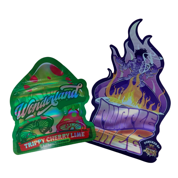 Özel Baskılı Mat Yumuşak Dokunma Çantası 3.5g Mylar Çantaları Dijital Baskılı Holografik Ölü Kesim Mylar ZiplockBag