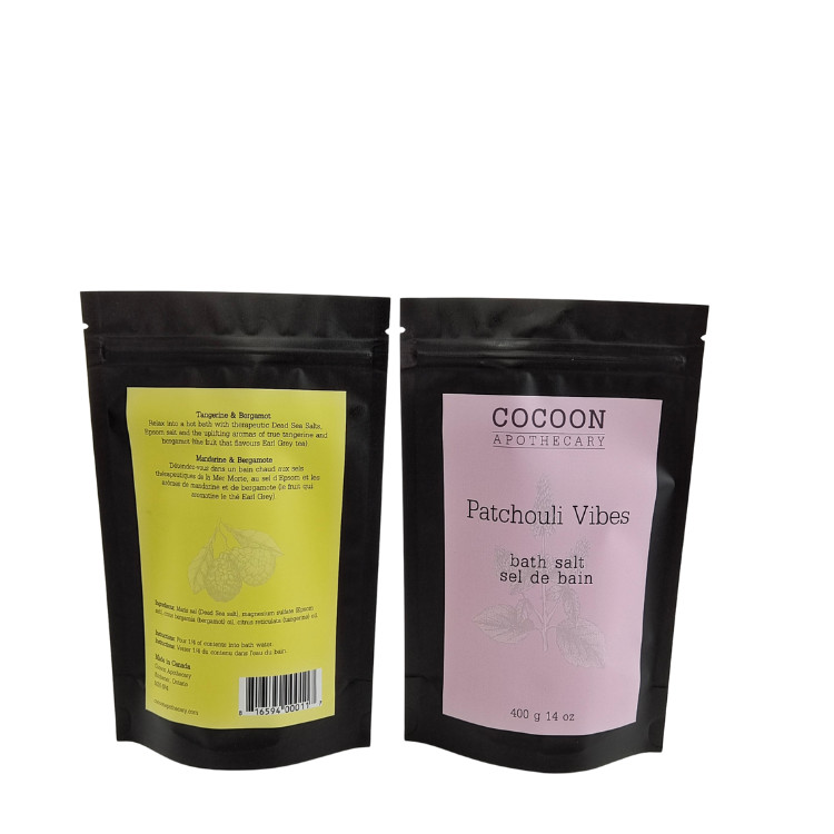 Özel Basılmış Alüminyum Folyo Banyo Tuz baharat Kahve Gıda Paketleme Fermuar Kilitli Ayağa Çanta Plastik Mylar Sabun Çantaları