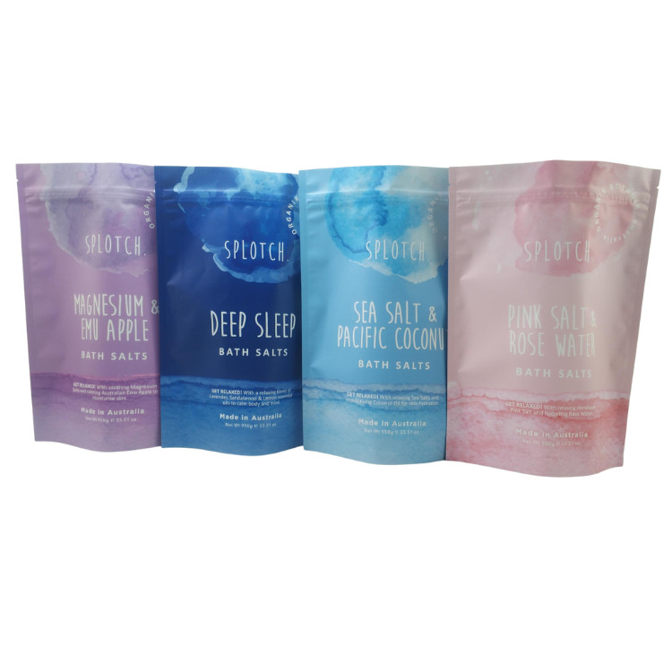 Özel Logo Yazdırma Ziplock Poşet Vücut Makyaj Sabun Banyo Bomba Paketleme Alüminyum Folyo Poşet Plastik Zipper Banyo Tuz Torbaları