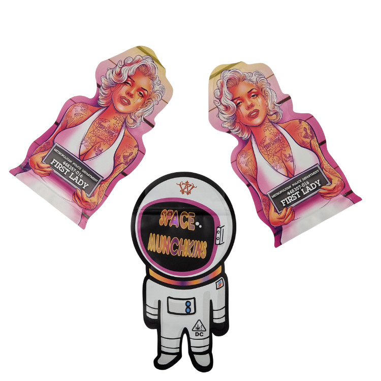 Özel baskı şekli Mini Mylar Çantası 1g 3.5g 7g 14g 28g Mantar Çocuklara dayanıklı Kokusuz Yumuşak Dokunma Cali Paketi Mylar Çantası