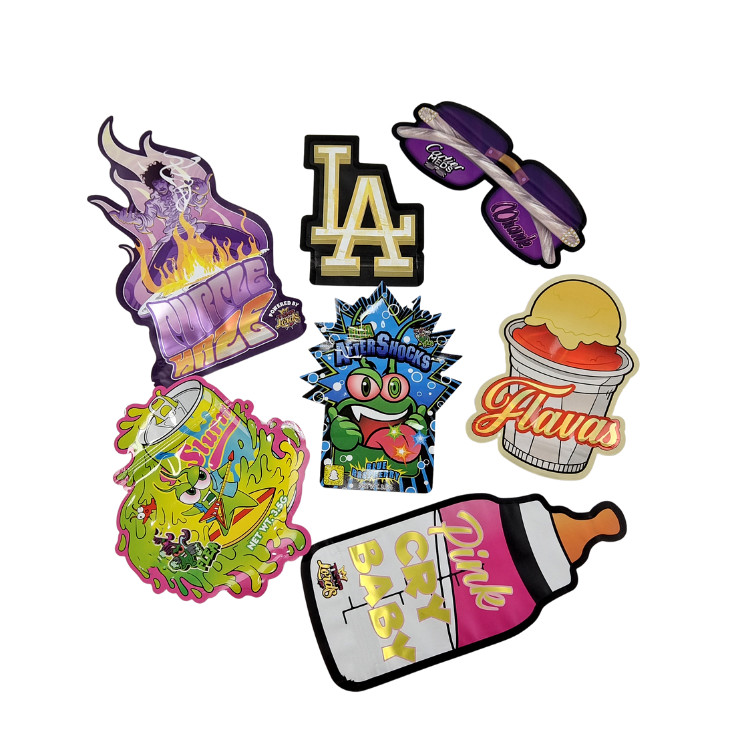 3.5g Özel Paketleme ve Logo Baskı Özel Eşsiz İçeride Şekil Baskılı Holografik Döşeme Mylar Çantası