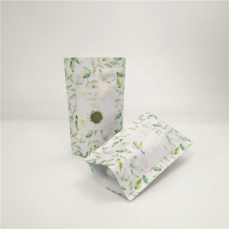 co arkadaş canlısı 3 taraflı ısı mühürlü kraft kağıt torbası geri dönüştürülebilir siyah logo basılı küçük 5 gramlık kağıt torbaları