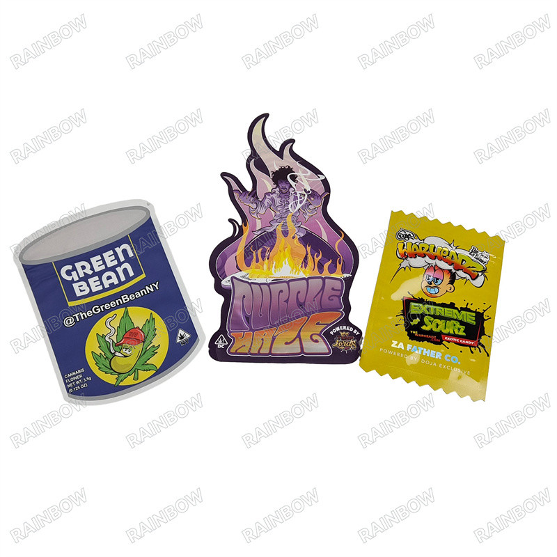 Özel Baskı Matt / Parlak Yüzey Die Cut Torbaları 3.5g 7g için