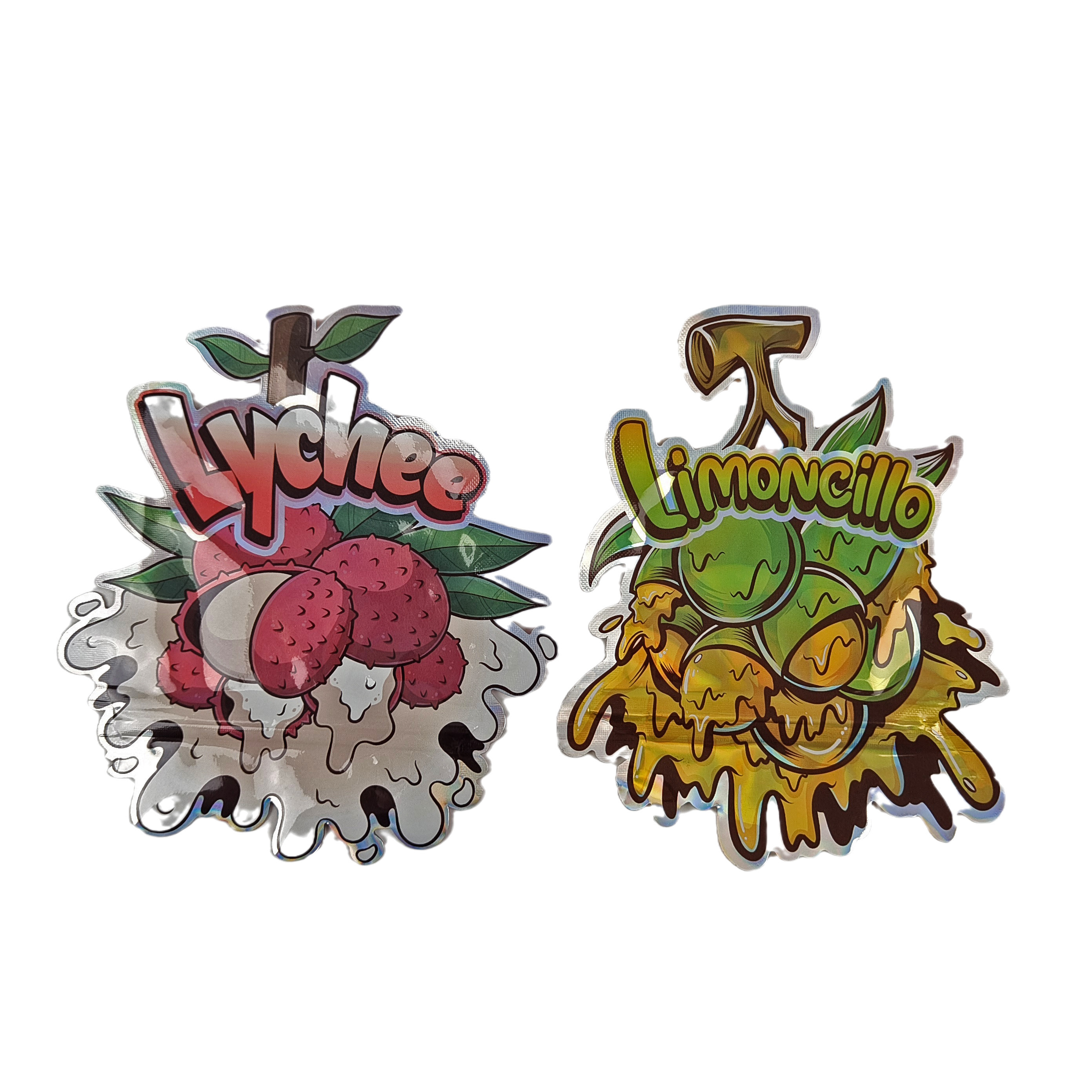 Özel Tasarım Baskı Düzensiz Yeniden Kapanabilir Fermuar Ölü Kesim 3.5g Özel Şekilli Plastik Paket Mylar Torbası