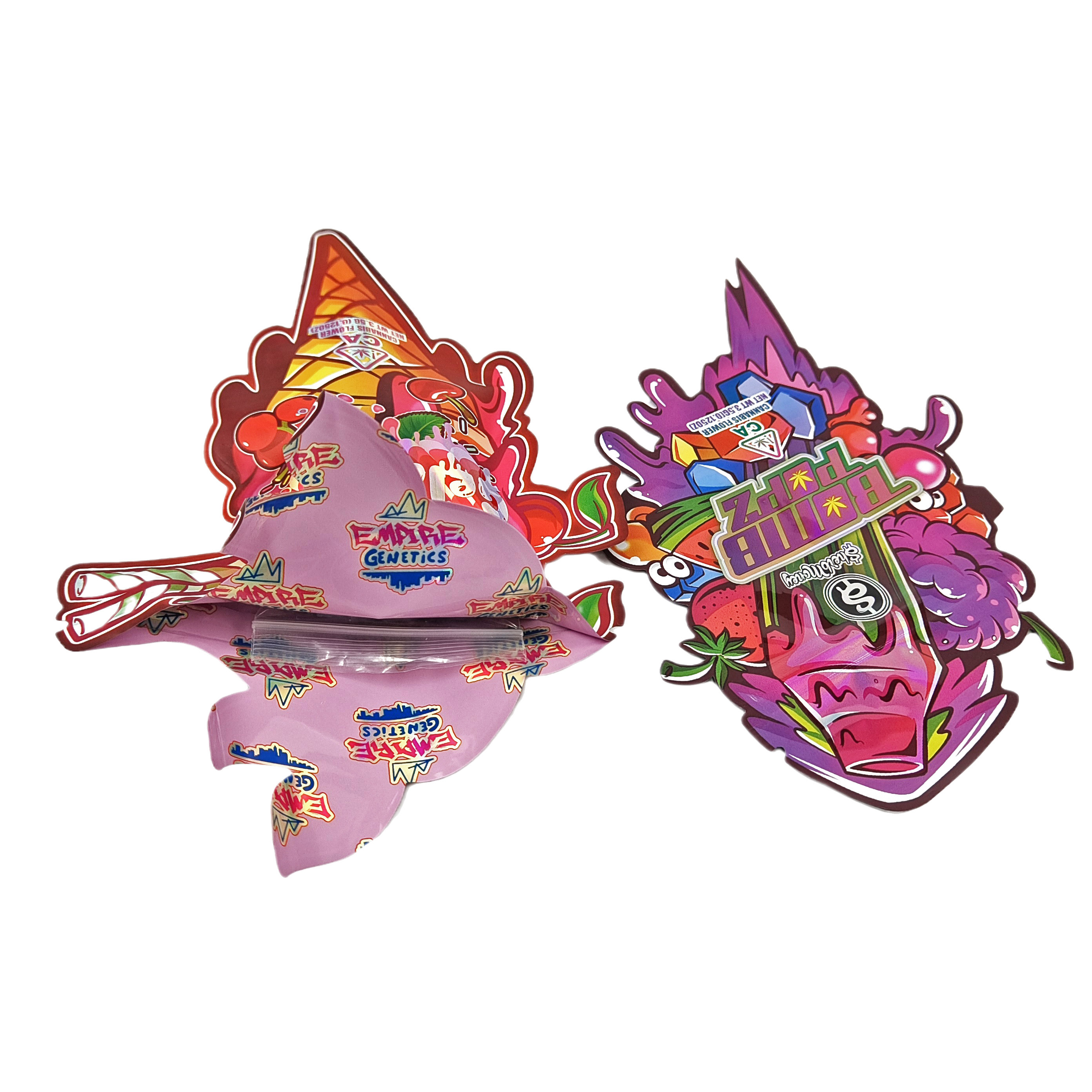 Plastik Özel Tasarım Özel Şekil Ambalaj Baskılı Hologram Folyo Şekerlik Çocuk Kanıtlı Mylar Öldürme Kesim Çantaları