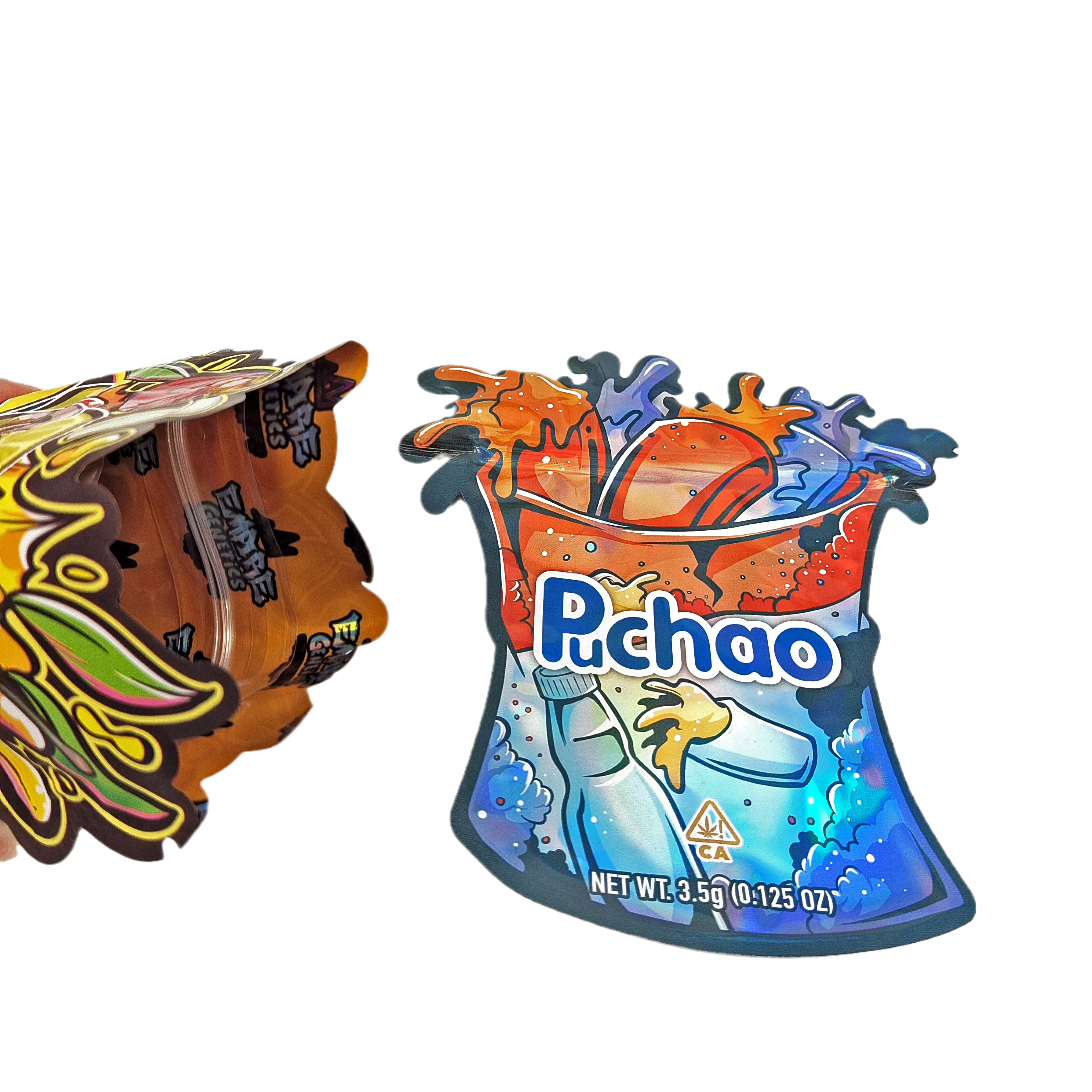 Özel Logo Mat Yumuşak Dokunma Düzensiz Özel Şekil Paket 3.5g Çocuk Kanıtlı Alüminyum Folyo Çanta