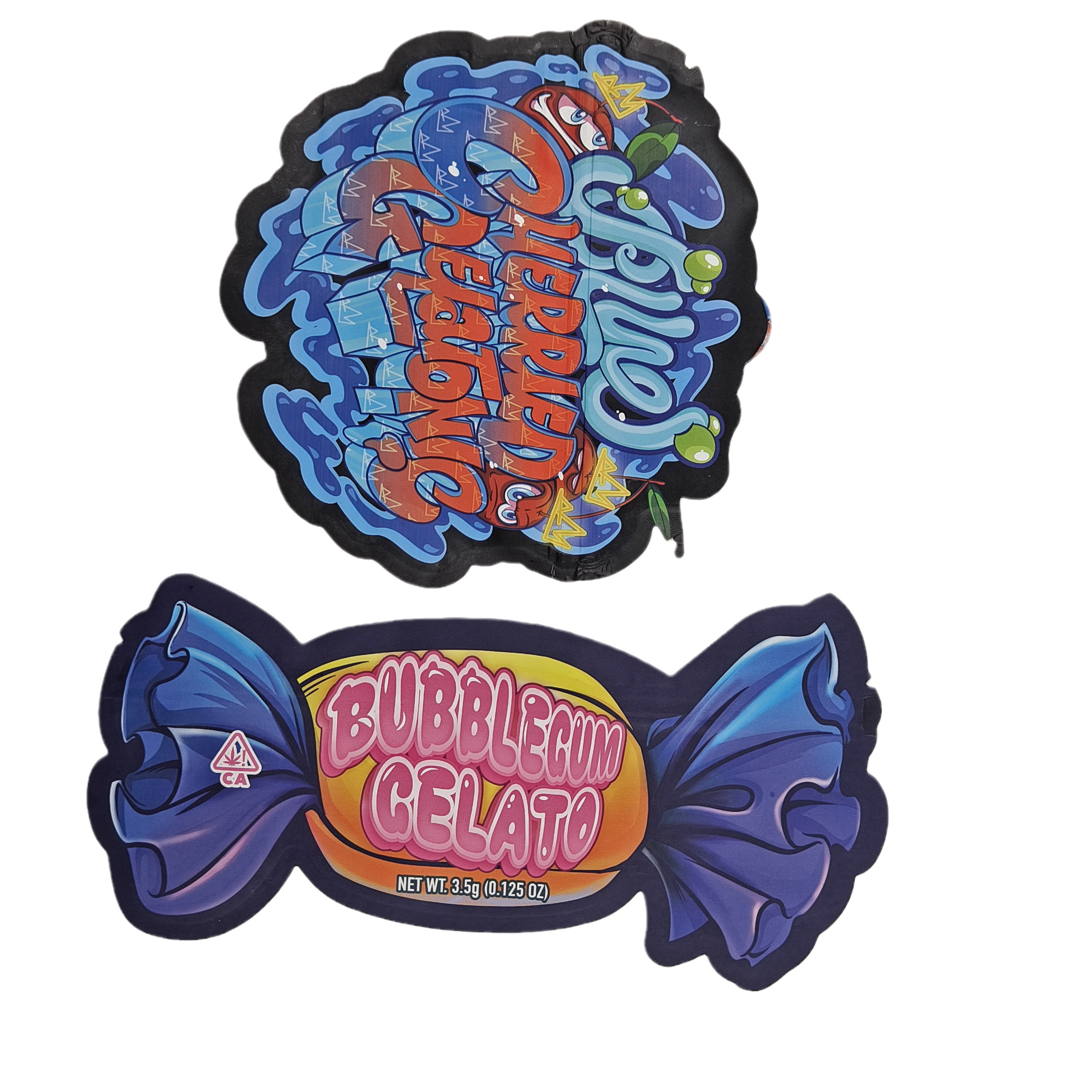 Düzensiz şekilli ambalaj torbaları Holograph Foil Die Cut torbaları Özel Şekilli Ziplock Plastik Mylar 3.5g Die Cut Torbaları