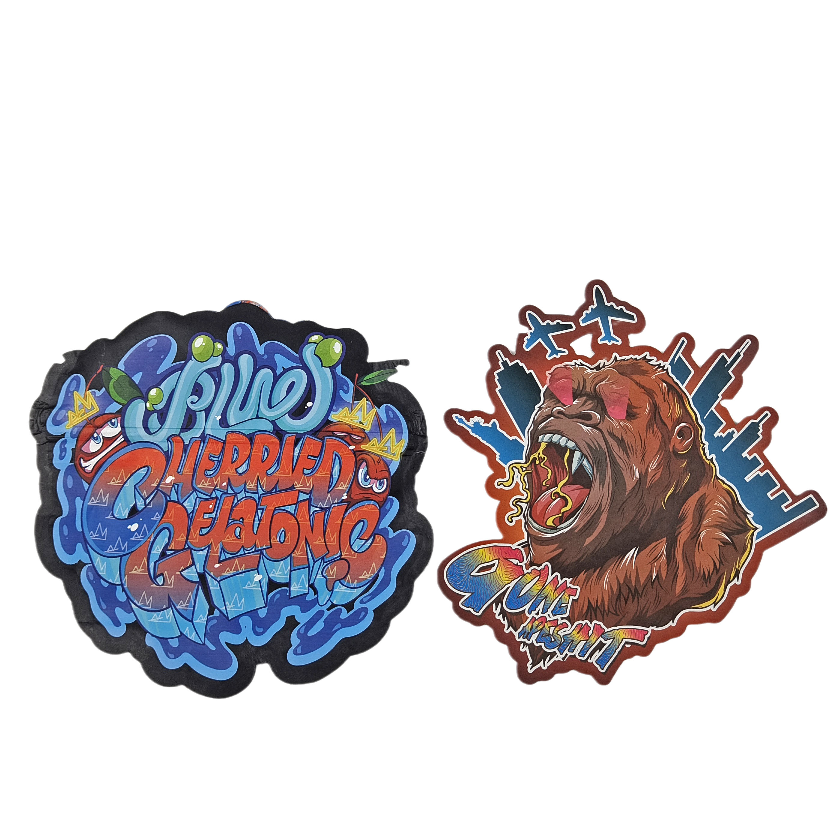 Özel Tasarım Yazdırılmış Mylar çantaları ambalaj Yumuşak Dokunma Plastik 3.5g Mylar Çantaları Ölü Kesim Düzensiz Cüzdanlar ambalaj