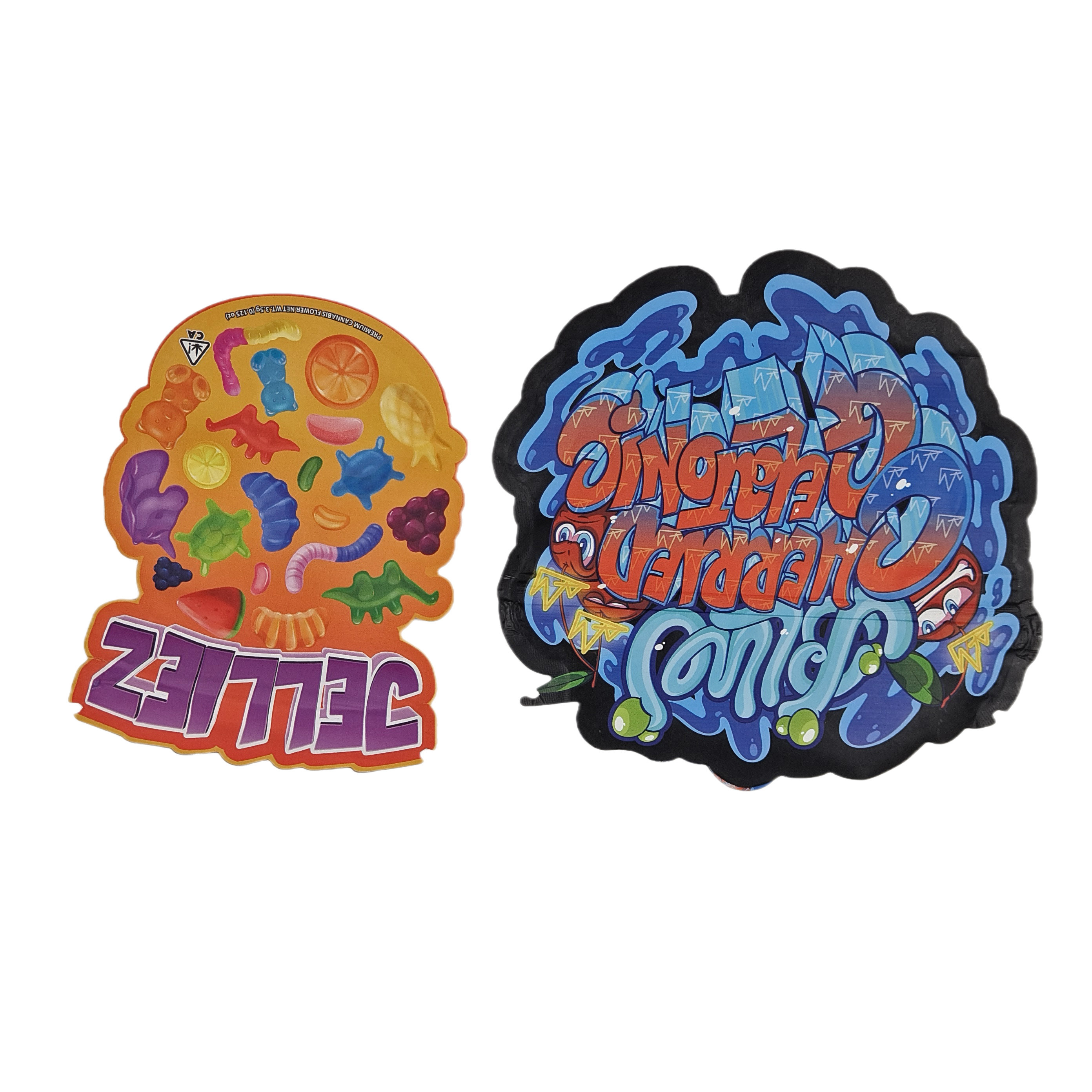 Özel Baskı Yumuşak Dokunma Holografik Ölü Kesim Düzensiz Özel Şekil Plastik Fermuar Mylar Gıda Paketleme Çantası