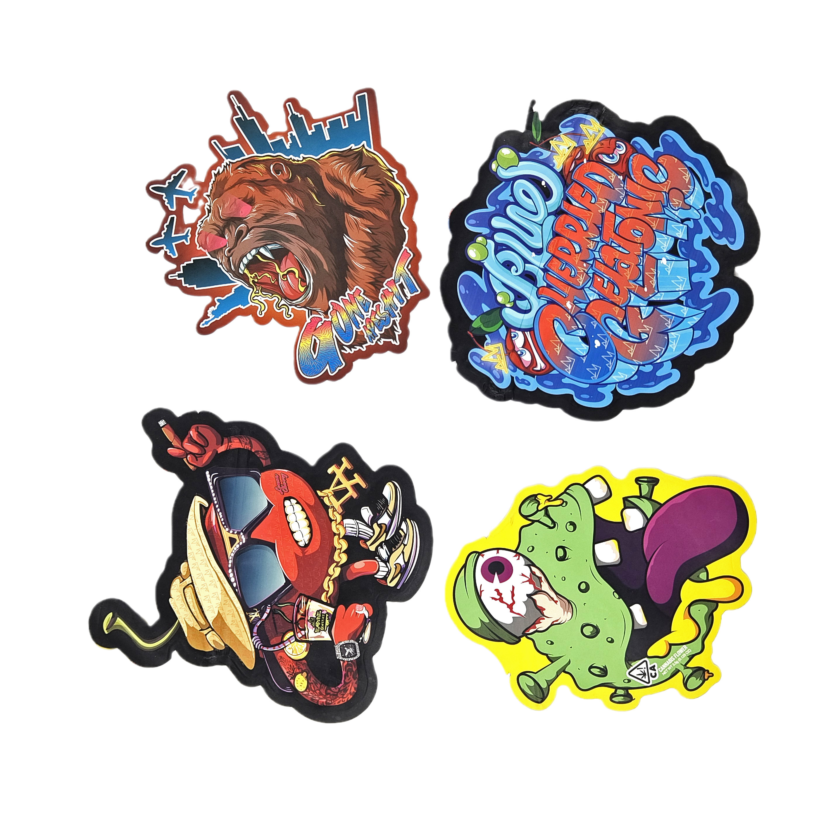 Özel Basılmış Yiyebilir Çantalar Plastik Paketleme Döşeme Özel Şekilli Plastik Çanta Ziplock ile 3.5g Atıştırmalık Mylar Çantaları