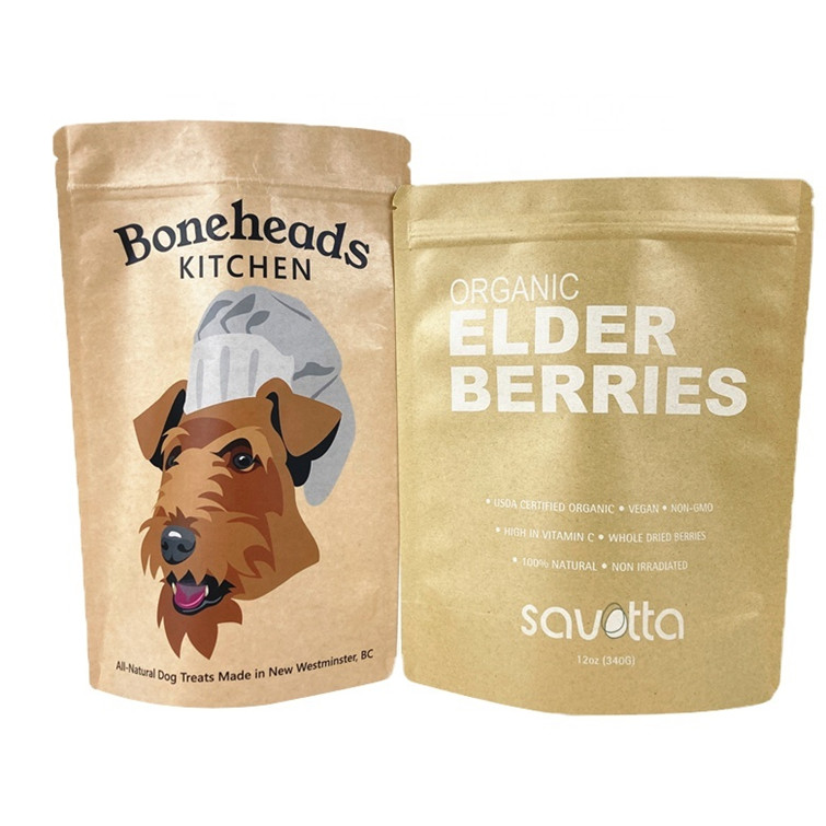 Mango Tozu Fındıklar için Özel Biyoizgarılabilir Beyaz Kraft Kağıt Torbaları Evcil hayvanlar için Yiyecek Kokusuz Kağıt Paket Çantası