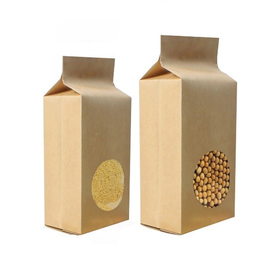 Kendiliğinden Duran Yan Gövde 250 Gram Özelleştirilmiş Kağıt Torbalar Supar Pencereli Paketleme