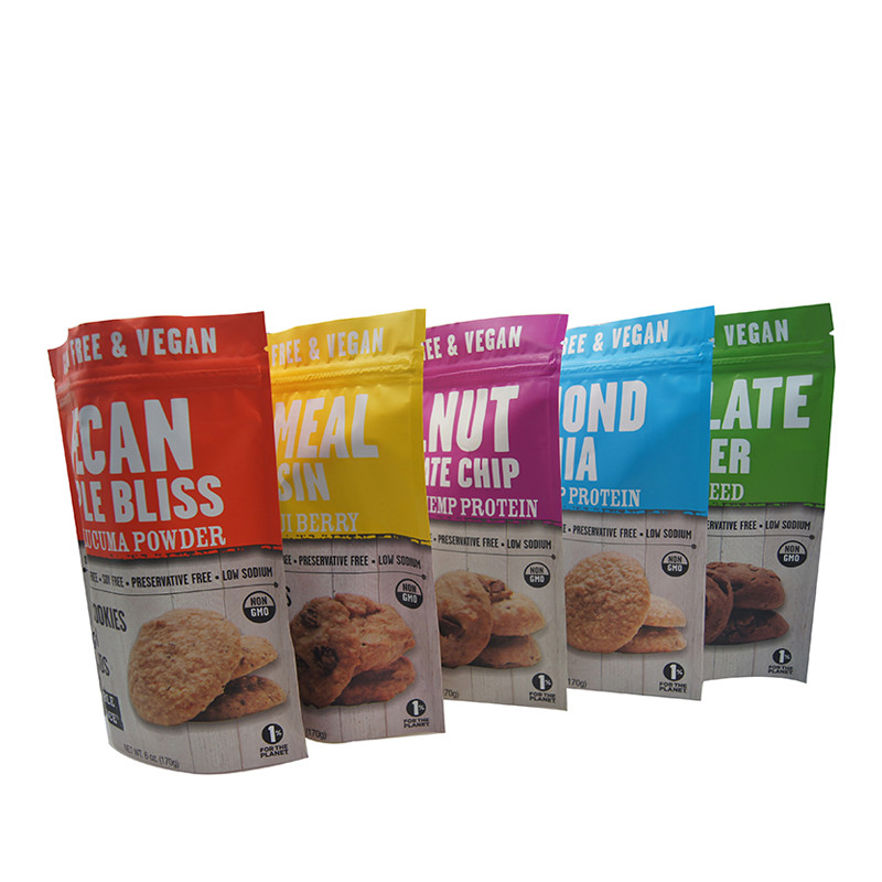 Çikolatalı Kurabiye Bisküvi İçin Paketleme Stand Up Fermuar Çanta Plastik Torbalar