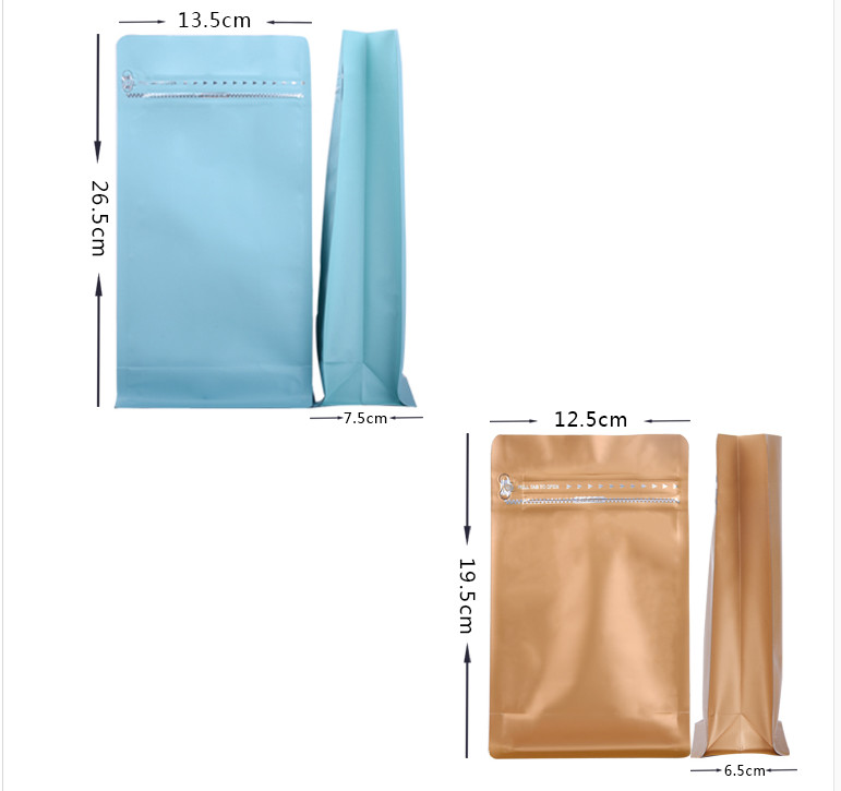 Kullanımlık mat siyah Plastik Torbalar Ambalaj kahve çekirdeği için stand up kese