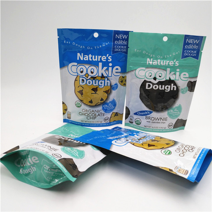 Sıcaklık mühürü Özel logo basılı dik zip çantası yeniden kilitlenebilir plastik gıda ambalajı