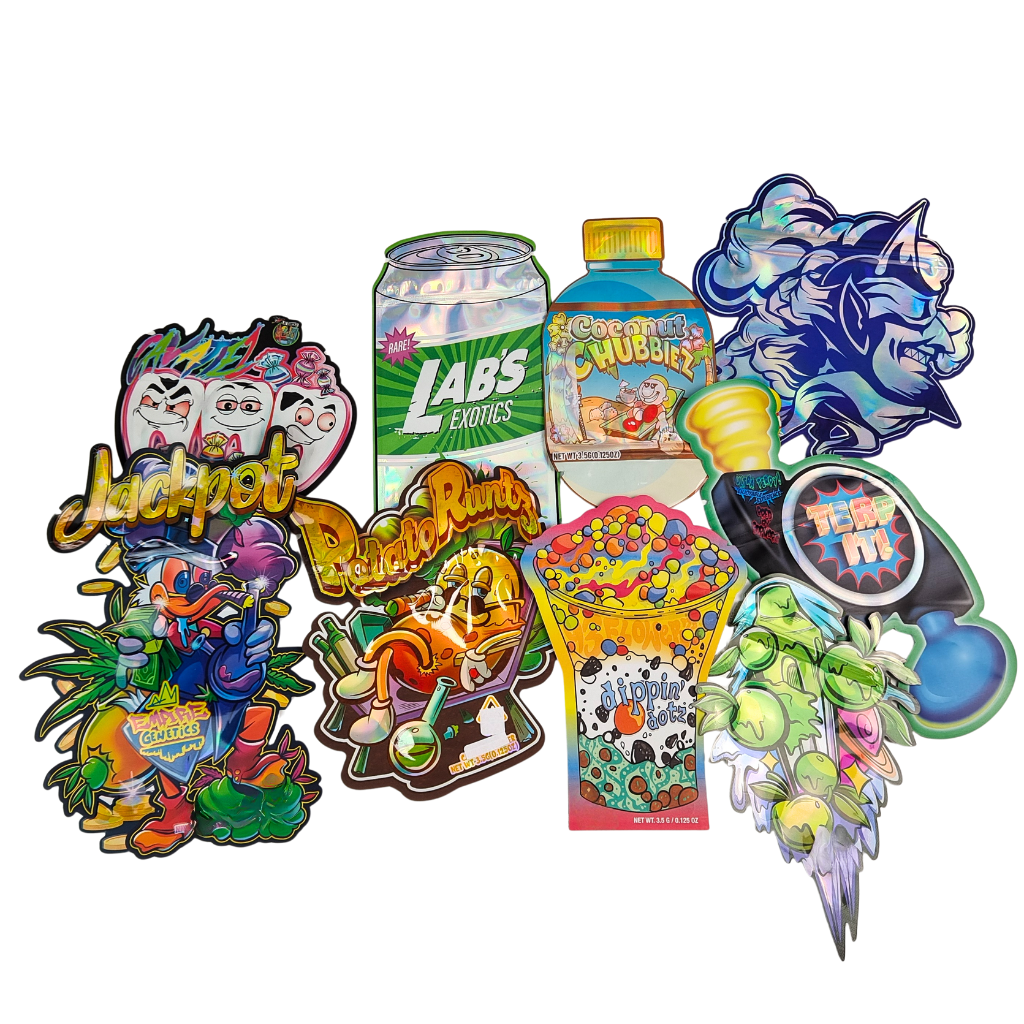 Gıda Sınıfı Doypack Kalıp Kesim Cali 3.5g 7g 14g 28g Şekerli Kurabiye Mylar Poşetler Parlak/mat Koku Geçirmez Kilitli Poşetler