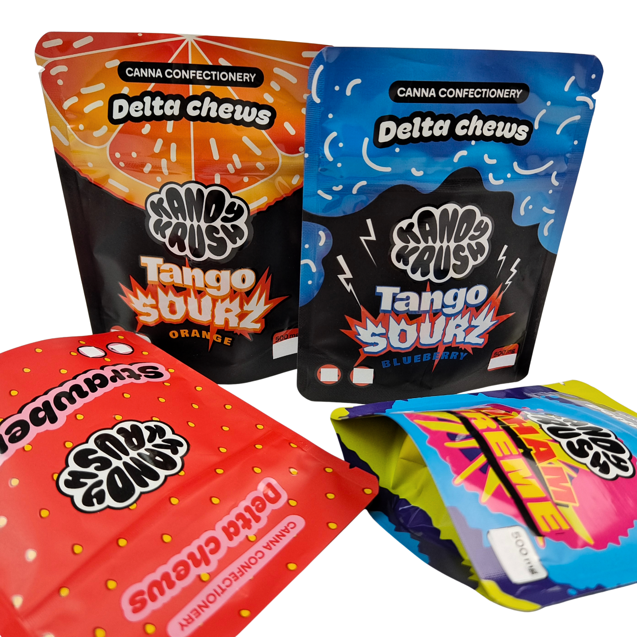 Gökkuşağı Özel Baskılı 3.5g 8'li Dik Durabilen Mylar Çanta Yenilebilir Ürünler Koku Geçirmez Özel Şekilli Çanta Kurabiye Sakızlı Şeker Cali Paketi Kombinasyonu